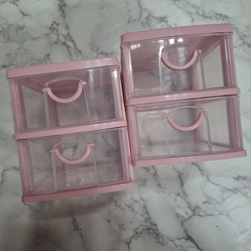 Mini Pink Stackable Storage Drawers - Picture 2 of 6